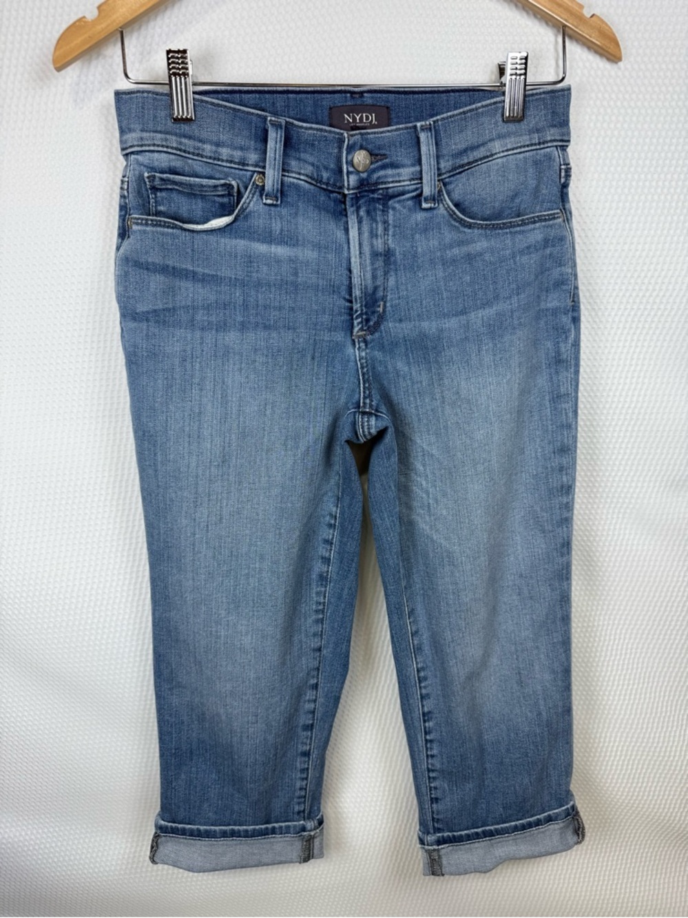 NYDJ Marilyn Crop Jeans Women’s 4P Petite Blue Lift Tuck Straight Leg Denim